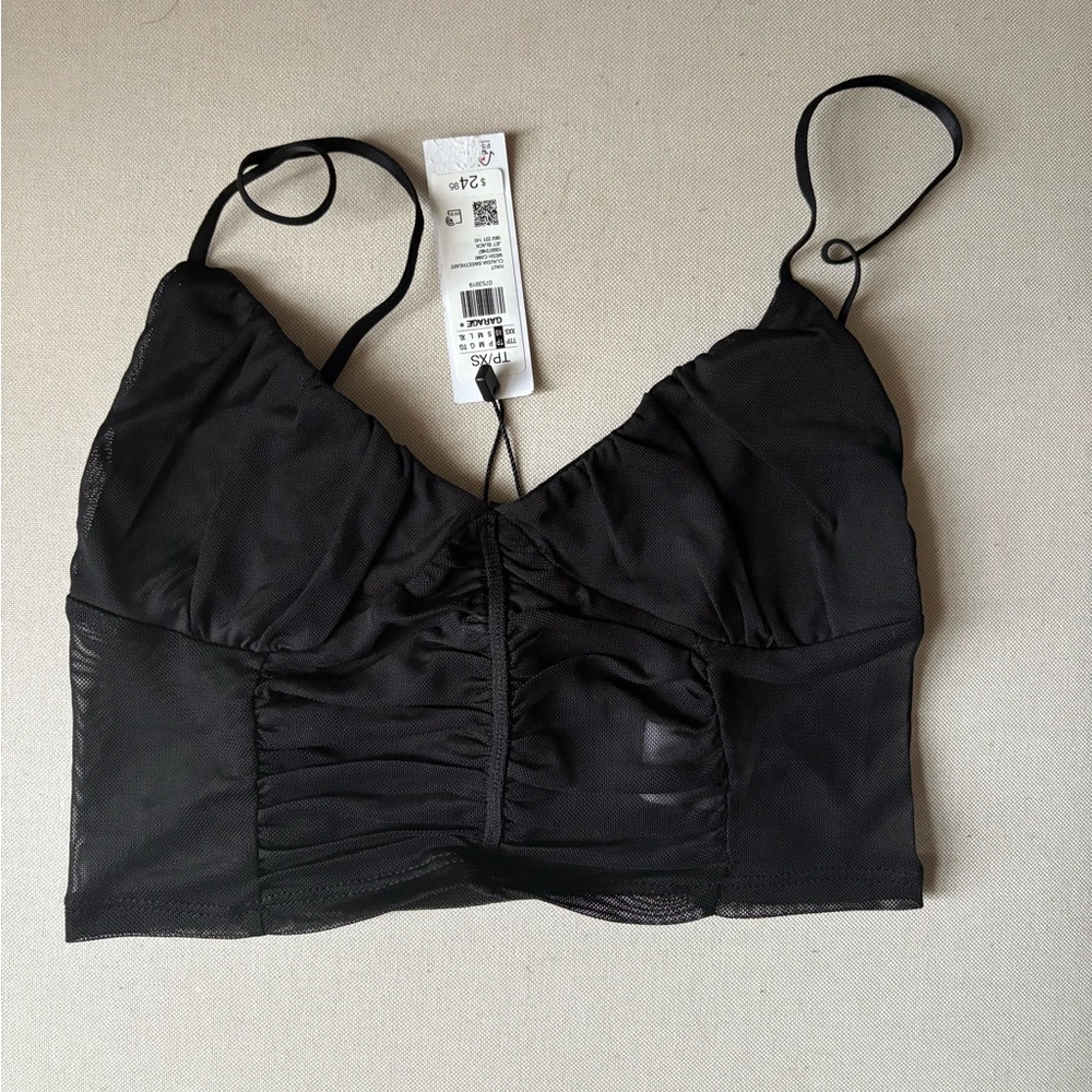 Black Ruched Camisole Top
